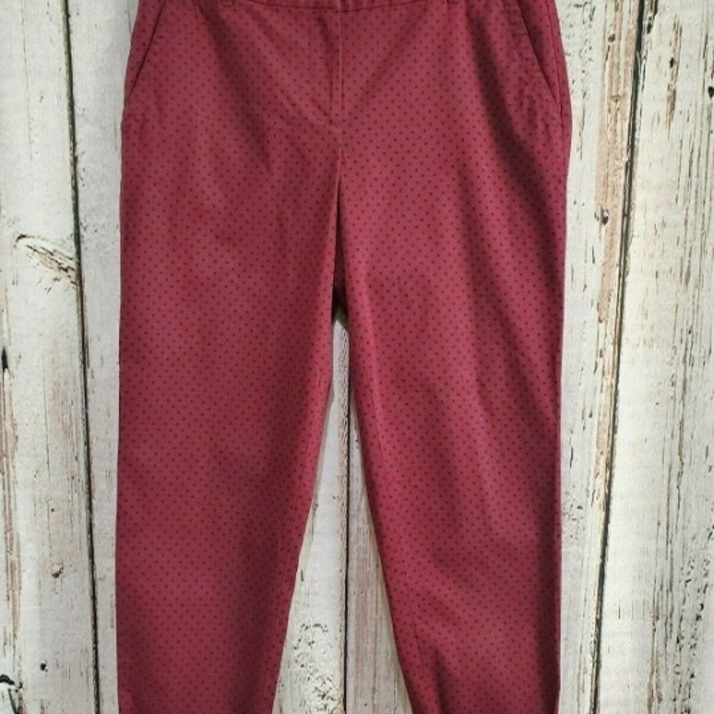 Women's 8P petite Talbots Weekend Chino casual Red khaki polka dot Pants NEW nwt